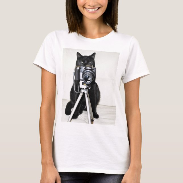 Camiseta Gato con la cámara (Anverso)