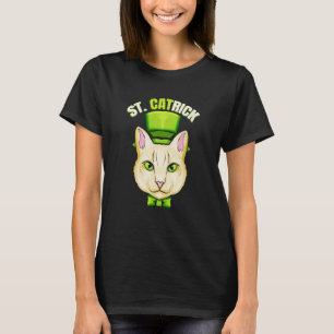 Camiseta Gato Con Loop Verde Y Gorra De Cilindro St Catrick