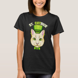 Camiseta Gato Con Loop Verde Y Gorra De Cilindro St Catrick