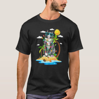 Camiseta Gato Con Luces De Navidad Vibraciones De Verano Na