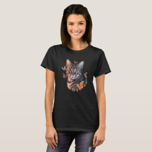Camiseta Gato con mariposas monarcas