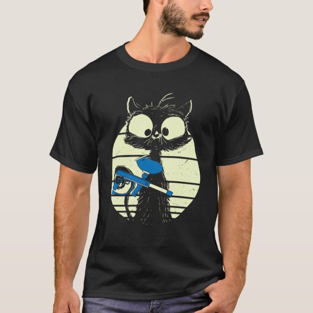 Camiseta Gato con máscara de bola de pintura Gato Cuato 1 (Anverso)