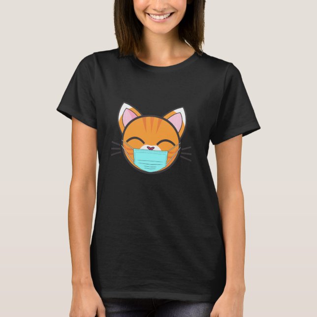Camiseta Gato con máscara facial, Mascota de amantes de gat (Anverso)