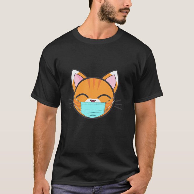 Camiseta Gato con máscara facial, Mascota de amantes de gat (Anverso)