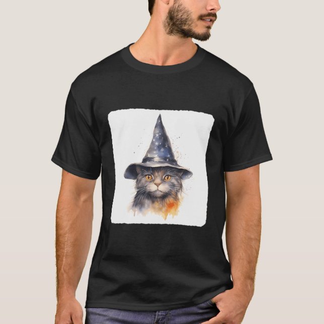 Camiseta Gato Con Mística Con Un Gato Gorra Con Masa (Anverso)