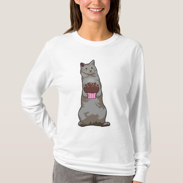 Camiseta Gato con Muffin (Anverso)
