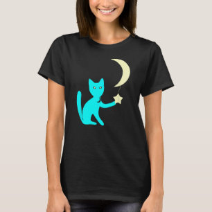 Camiseta Gato Con Ojos Estelares Jugando Con Estrella Cresc