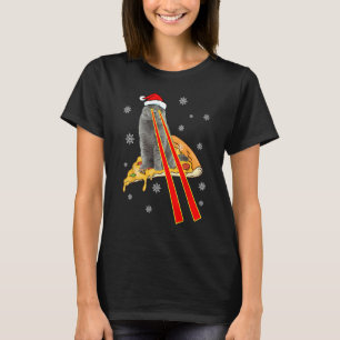 Camiseta Gato Con Ojos Láser Gato De Pizza Divertido Navida