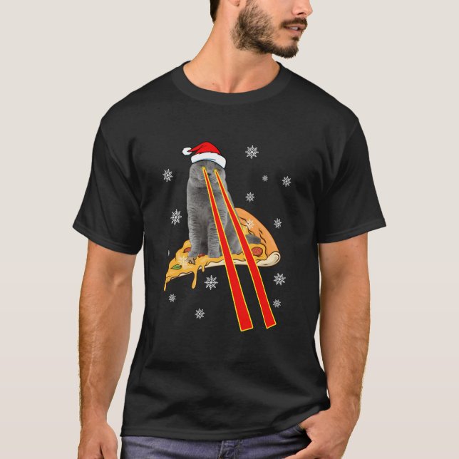 Camiseta Gato Con Ojos Láser Gato Pizza (Anverso)