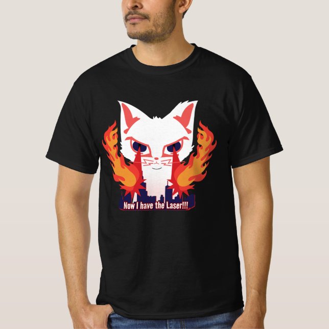 Camiseta Gato con ojos láser quemando la ciudad (Anverso)