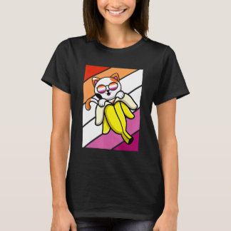 Camiseta Gato Con Orgullo De Banana Bandera Lesbiana LGBTQ 