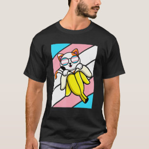 Camiseta Gato con Orgullo de Banana Bandera Transgénero Org