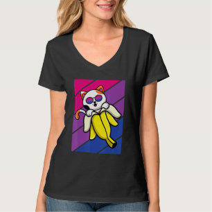 Camiseta Gato con orgullo de bandera bisexual de banana LGB