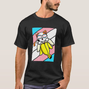 Camiseta Gato Con Orgullo De Plátano Bandera Ransgénero LGB