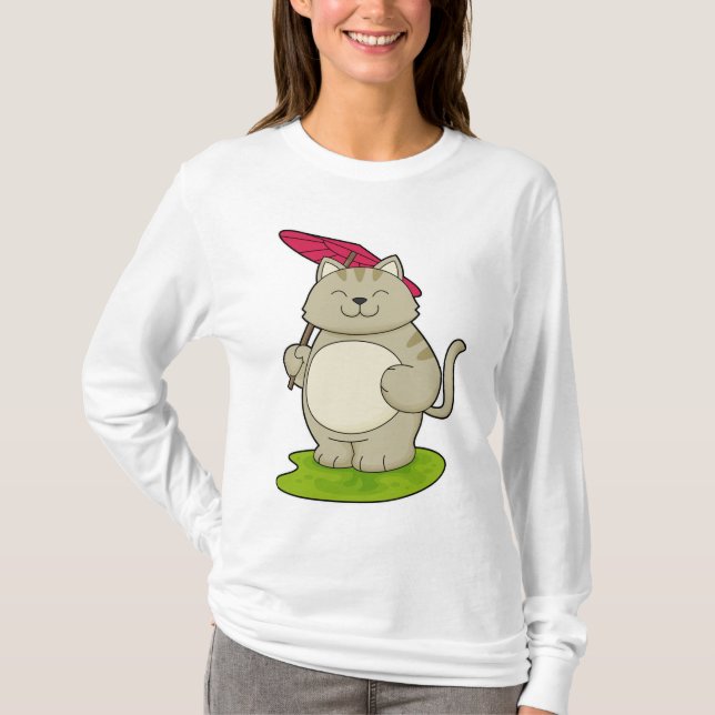 Camiseta Gato con paraguas (Anverso)