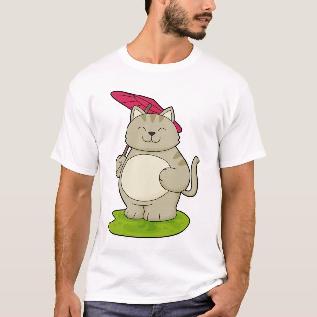 Camiseta Gato con paraguas (Anverso)