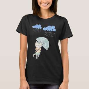 Camiseta Gato Con Paraguas En El Gato Lluvia
