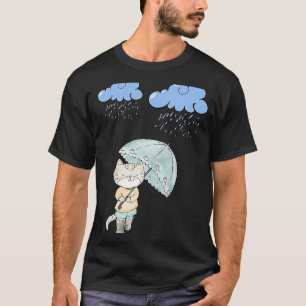 Camiseta Gato Con Paraguas En El Gato Lluvia