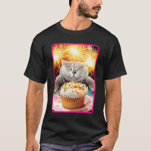 Camiseta Gato Con Pastel De Esparkler