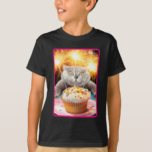 Camiseta Gato Con Pastel De Esparkler