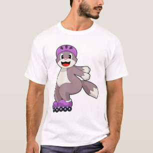 Camiseta Gato con patines de rodillos