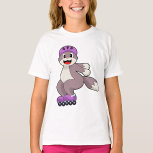 Camiseta Gato con patines de rodillos