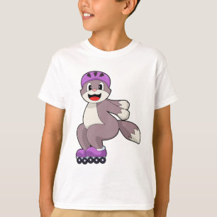 Camiseta Gato con patines de rodillos