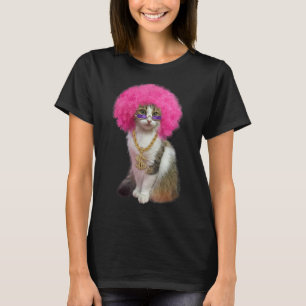Camiseta Gato con peluca
