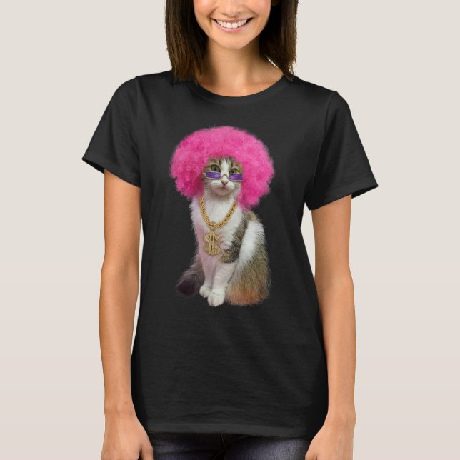 Camiseta Gato con peluca (Anverso)