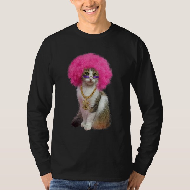Camiseta Gato Con Peluca (Anverso)