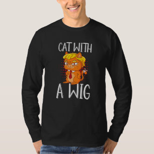 Camiseta Gato Con peluca Cabello Falso