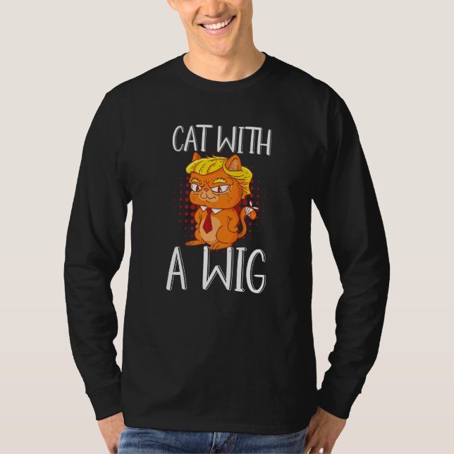 Camiseta Gato Con peluca Cabello Falso (Anverso)
