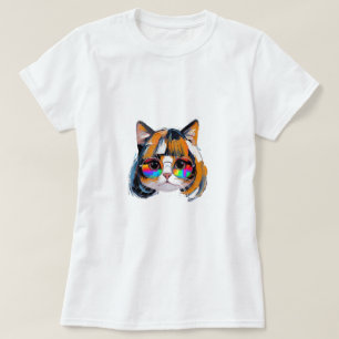 Camiseta Gato con peluca + gafas de sol (Pintura #2)