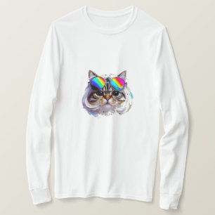 Camiseta Gato con peluca y gafas de sol (Pintura #3)