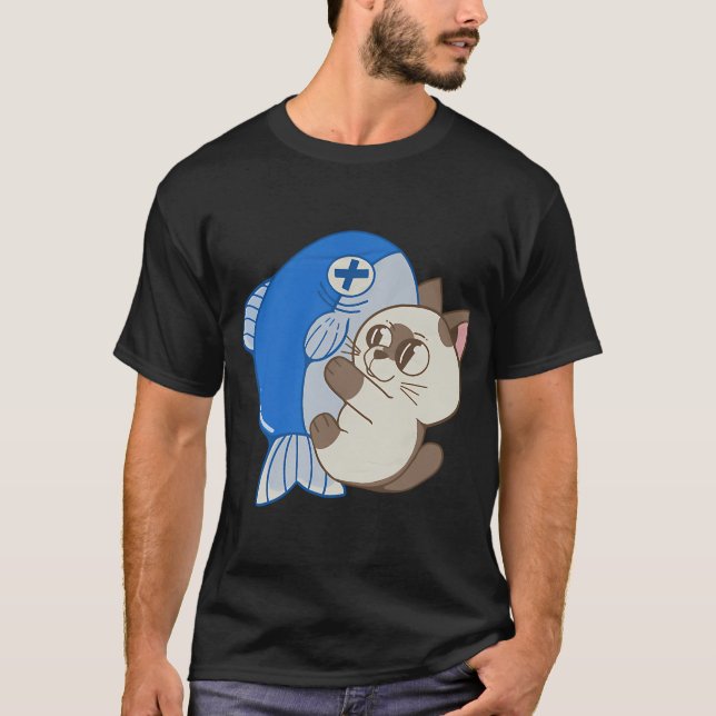 Camiseta Gato con pescado (Anverso)
