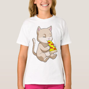 Camiseta Gato con pizza