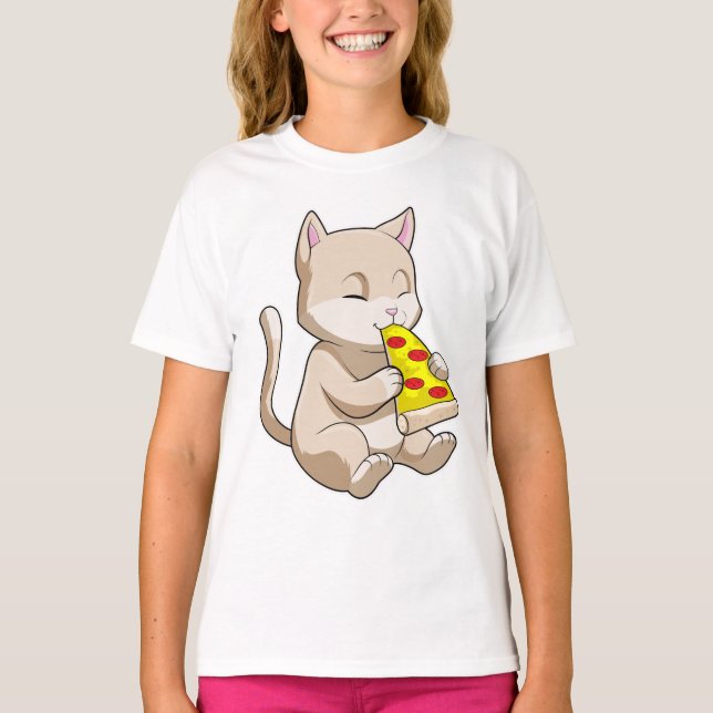 Camiseta Gato con pizza (Anverso)
