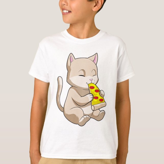 Camiseta Gato con pizza (Anverso)