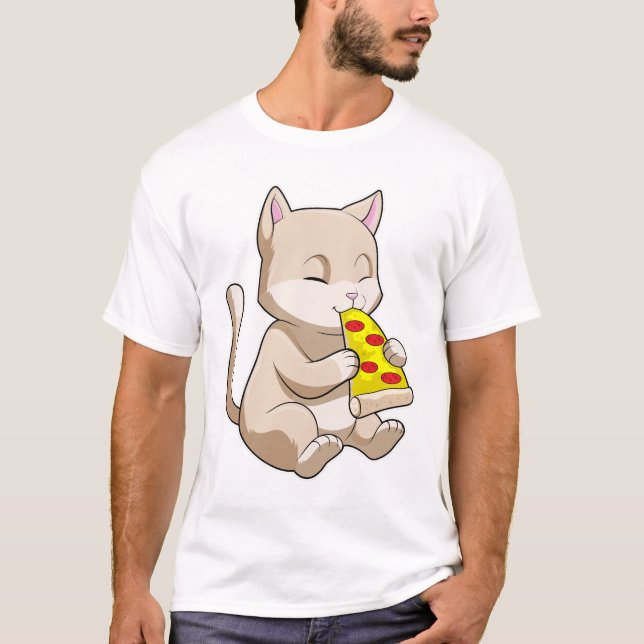 Camiseta Gato con pizza (Anverso)