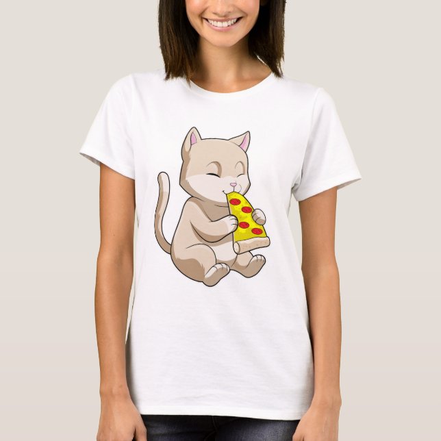 Camiseta Gato con pizza (Anverso)