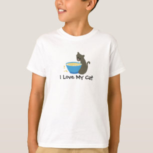 Camiseta Gato con Plato de Comida