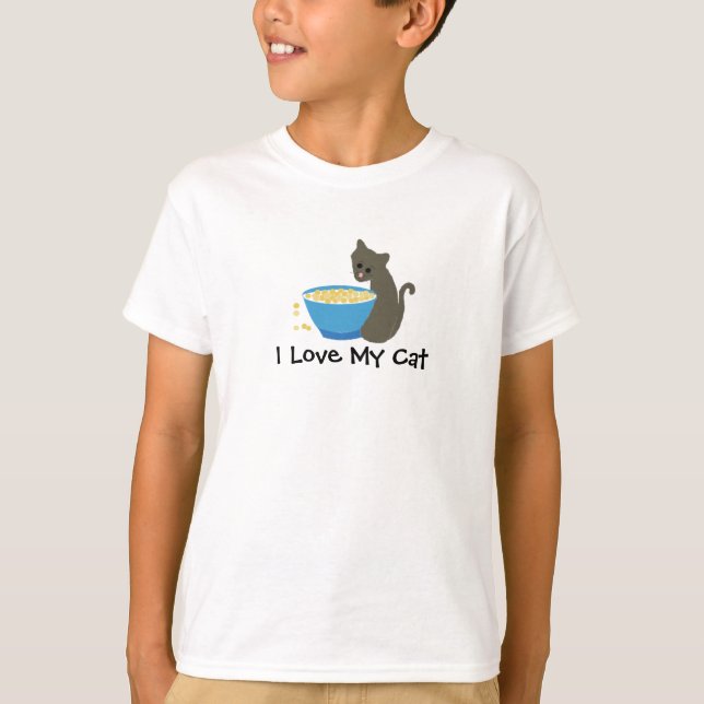 Camiseta Gato con Plato de Comida (Anverso)