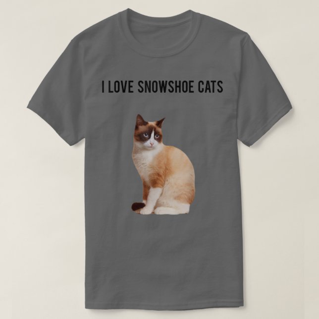 Camiseta Gato con raqueta de nieve y amo los gatos con raqu (Diseño del anverso)