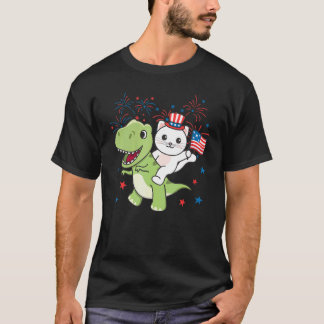 Camiseta Gato con Rex para los fuegos artificiales del cuat