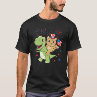 Camiseta Gato con Rex para los fuegos artificiales del cuat