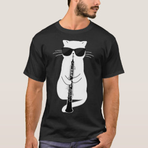 Camiseta Gato Con Sombrillas Jugando A Oboe