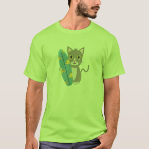 Camiseta Gato con tabla de surf