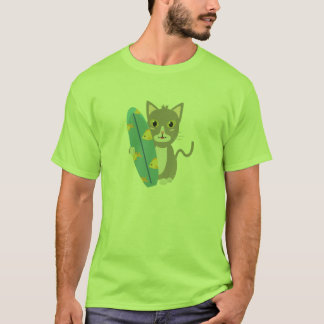 Camiseta Gato con tabla de surf