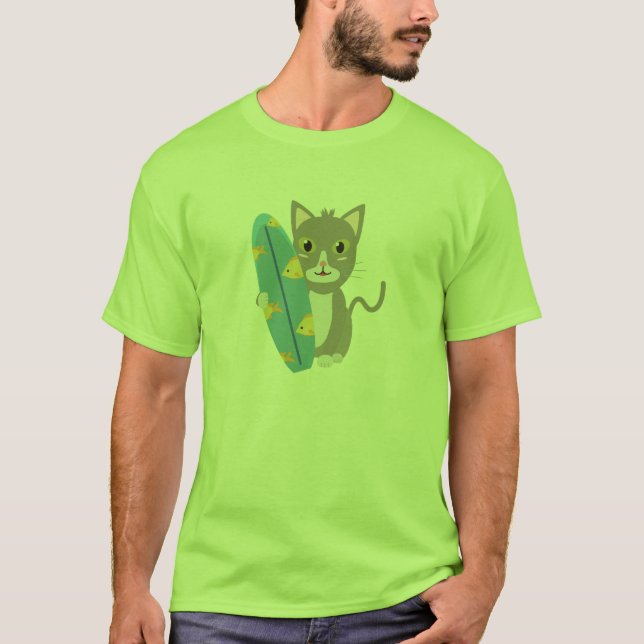 Camiseta Gato con tabla de surf (Anverso)