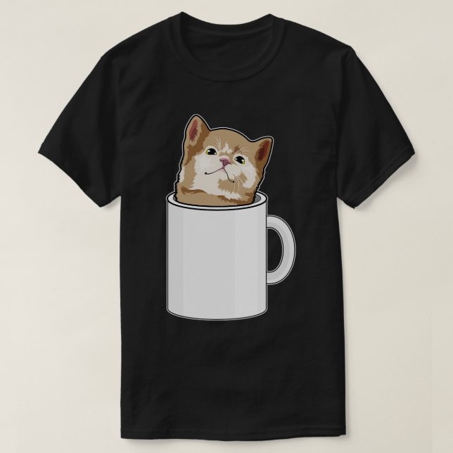 Camiseta Gato con tazón de café (Diseño del anverso)